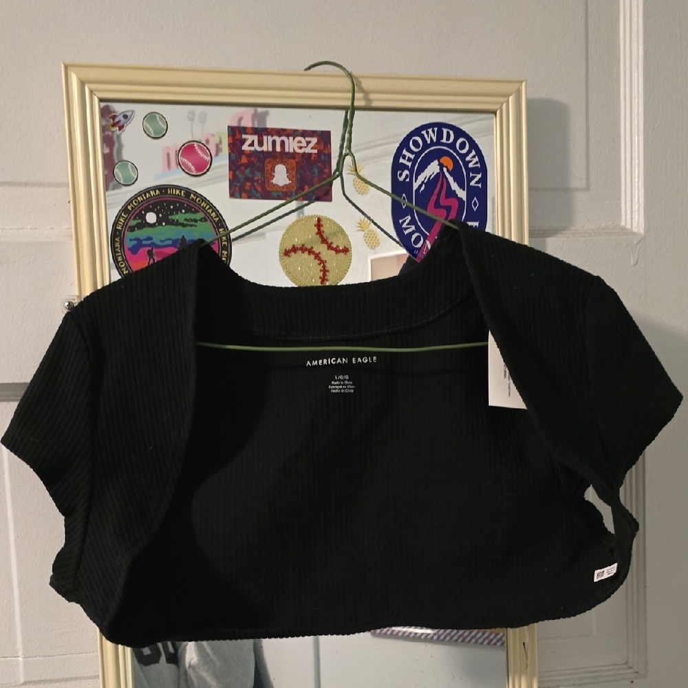 American Eagle Outfitters Kids Black Ribbed Top